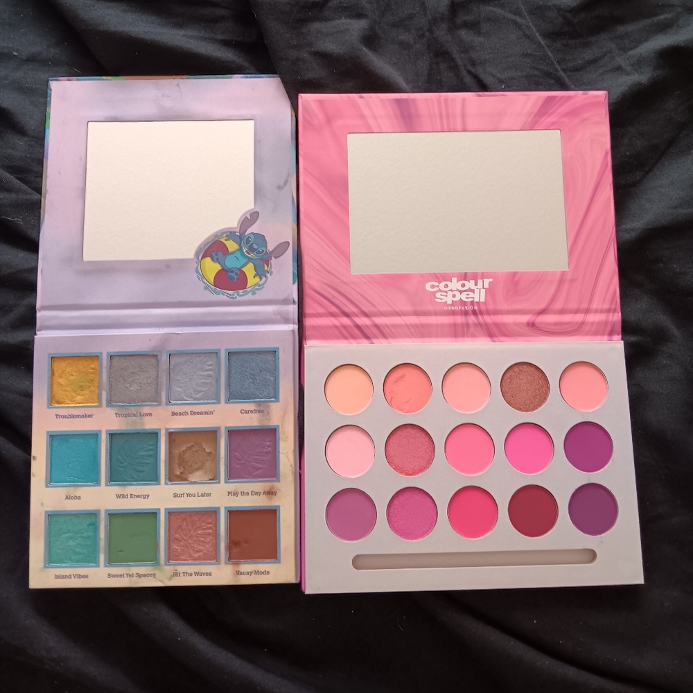2 colorful eyeshadow palettes